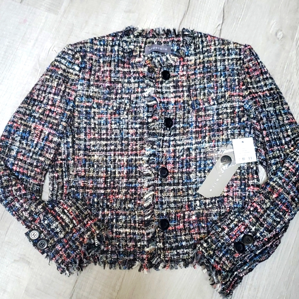NWT Bagatelle Bloomingdale's tweed jacket with some shimmer Size Small